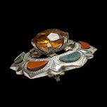 Vintage Scottish Sterling Silver Glass & Agate Specimen Brooch