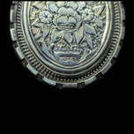 Victorian Ornate Sterling Silver Flower Etched Locket Pendant Double Sided