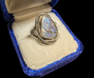 Sterling Silver & Boulder Opal Ring Size 6 3/4