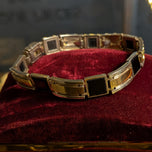 Sterling Silver, 9K Gold & Black Onyx Panel Bracelet