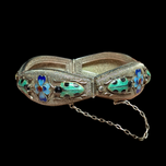 Early Silver Beetle / Bug and Floral Bracelet Enamelled Bracelet