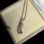10K Yellow & White Gold Diamond Pendant Necklace