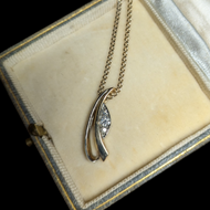 10K Yellow & White Gold Diamond Pendant Necklace