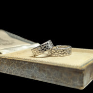 10K White Gold Spotted / Textured Huggy Hoop Earrings by SCJ