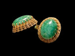 14K Yellow Gold Jadeite Cabochon Earrings