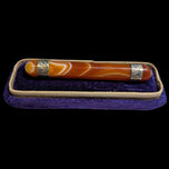Victorian Era Sterling Silver & Banded Agate Bar Pin / Brooch