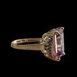 10K Yellow Gold Square Cut Pink Tourmaline and Diamond Ring Size 5 1/4
