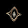 Art Deco Seed Pearl & Black Onyx Marquise Ring Size 7 1/4 White Gold Inlay & 10K Yellow Gold