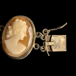 .800 Silver Right Facing Shell Cameo Link / Panel Bracelet