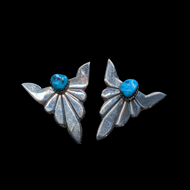 Turquoise & Sterling Silver Collar Tips Western Native American