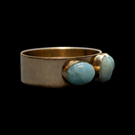 14K Yellow Gold Triple Larimar Wide Band Ring Size 7 1/4