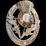 Mizpah Sterling Silver Etched Cairngorms Quartz Scottish Thistle Brooch