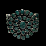 Large Sterling Silver and Emerald Statement Cuff Cluster Bracelet