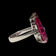 10K White Gold Tear Drop Synthetic Ruby & CZ Ring Size 5 1/4