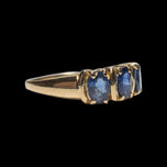 14K Yellow Gold Natural Heat Treated Triple Sapphire Ring Size 8 1/2