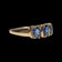 14K Yellow Gold Natural Heat Treated Triple Sapphire Ring Size 8 1/2
