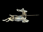 Vintage Sterling Silver Leaping Stag / Jumping Deer Brooch