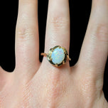 10K Yellow Gold Claw Set Oval Opal Ring Size 7 3/4
