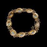 14K Yellow Gold and Opal Link Bracelet With Safety Clasp