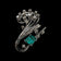 Deco or Mid Cenury 18K White Gold, Emerald & Diamond Spray Brooch