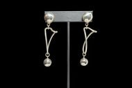 Sterling Silver Abstract / Modernist Sphere Stud Hoops