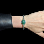 Sterling Silver & Jadeite Cabochon Bracelet