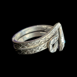 Sterling Silver Snake Ring With Turquoise Eyes - Native American - Zuni