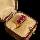10K Gold Synthetic Ruby 3 Stone Ring Size 6.5