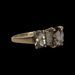 14K Yellow Gold Cushion Cut Smokey Quartz & Diamond Ring Size 8 3/4