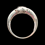 14K White Gold Channel Set Emerald Ruby Sapphire Diamond Ring