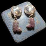 J Slifka Designer Cowboy Boot Clip-On Earrings