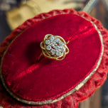 14K Yellow Gold Natural Diamond Cluster / Knot / Cocktail Ring 7