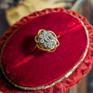 14K Yellow Gold Natural Diamond Cluster / Knot / Cocktail Ring 7