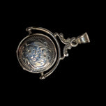 Sterling Silver Revolving Etched Photo Locket Spinner Fob / Pendant
