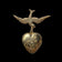 Vintage Gold Filled Sparrow Brooch with Etched Heart Locket Pendant