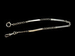 Sterling Silver Art Deco Watch Fob Chain with Panels, Dog Clip & Bolt Clasp 12"