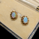 14K Yellow Gold Opal Stud Earrings