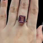 10K Yellow Gold Square Cut Pink Tourmaline and Diamond Ring Size 5 1/4
