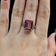 10K Yellow Gold Square Cut Pink Tourmaline and Diamond Ring Size 5 1/4
