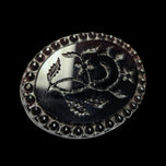 Antique Victorian Black Glass Vine Engraved Mourning Brooch C 1870