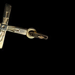 10K Yellow Gold Cross with Decorative Etching