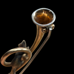 Antique 15K & Platinum Hunting Theme Articulated Fox Horn Brooch England