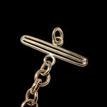 9K Gold Dog Clip and Open Work T-Bar / Panel Deco Watch Fob Chain