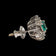 10K White Gold Emerald & Diamond Cluster Screw Back Stud Earrings