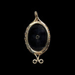 10K Yellow Gold Art Deco Onyx & Diamond Inlay Oval Pendant