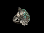 Sterling Silver & Natural Spider Web Turquoise Feather Ring Size 6.5