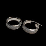10K White Gold CZ Stardust/ Glitter Finish Hoop Earrings Made in Italy by Bella