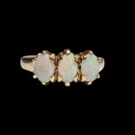 10K Yellow Gold Three Opal Row Ring Size 7