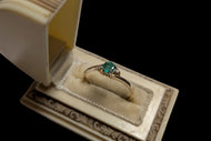 14K Yellow Gold Diamond & Emerald Ring Size 5 3/4