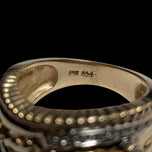 10K Yellow & White Gold Diamond Woven Work Statement Band / Ring Size 6